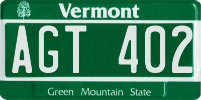 VT license plate AGT402