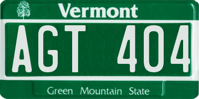 VT license plate AGT404