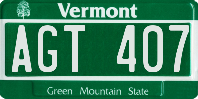 VT license plate AGT407