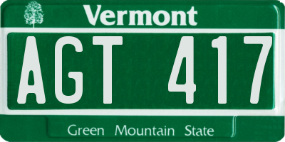 VT license plate AGT417