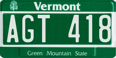 VT license plate AGT418