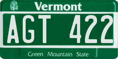 VT license plate AGT422