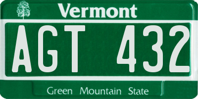 VT license plate AGT432