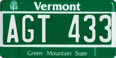 VT license plate AGT433