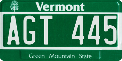 VT license plate AGT445