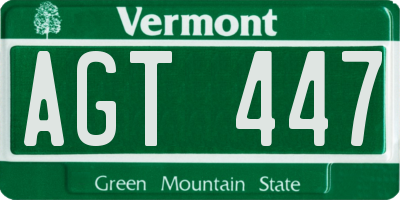 VT license plate AGT447