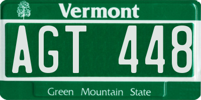 VT license plate AGT448