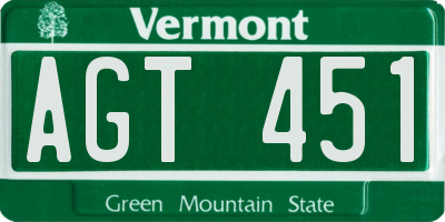 VT license plate AGT451