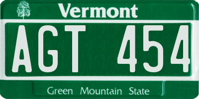 VT license plate AGT454