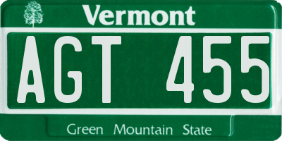 VT license plate AGT455