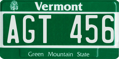 VT license plate AGT456