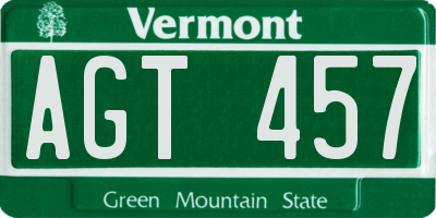 VT license plate AGT457