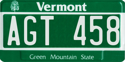 VT license plate AGT458