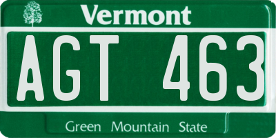 VT license plate AGT463