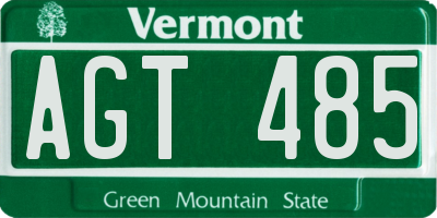 VT license plate AGT485