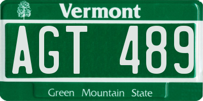VT license plate AGT489