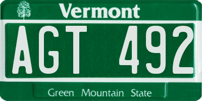VT license plate AGT492