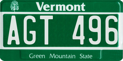 VT license plate AGT496