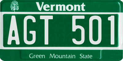 VT license plate AGT501