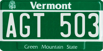 VT license plate AGT503