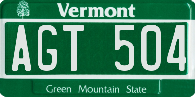 VT license plate AGT504