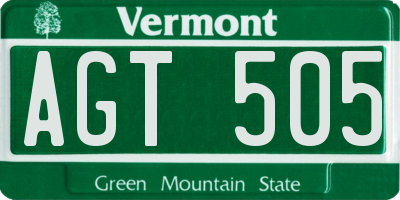 VT license plate AGT505
