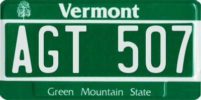 VT license plate AGT507