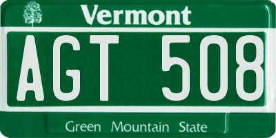 VT license plate AGT508