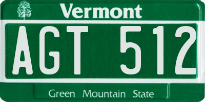 VT license plate AGT512