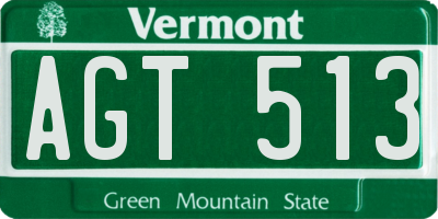 VT license plate AGT513