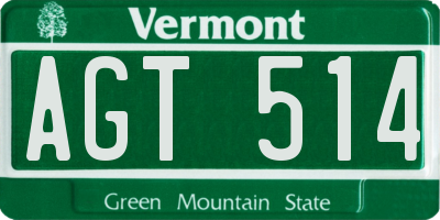VT license plate AGT514