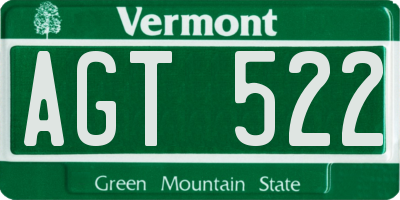 VT license plate AGT522