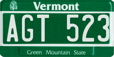VT license plate AGT523