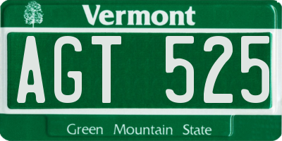 VT license plate AGT525