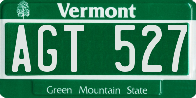 VT license plate AGT527