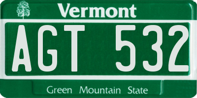 VT license plate AGT532