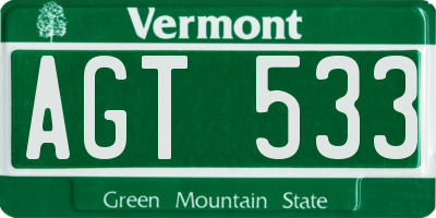 VT license plate AGT533