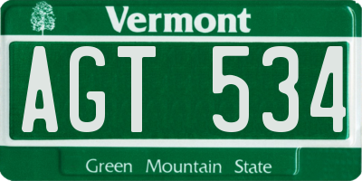 VT license plate AGT534
