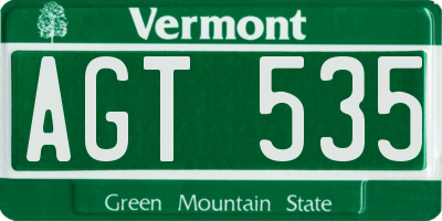 VT license plate AGT535