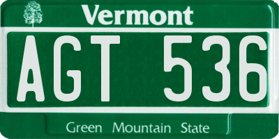 VT license plate AGT536