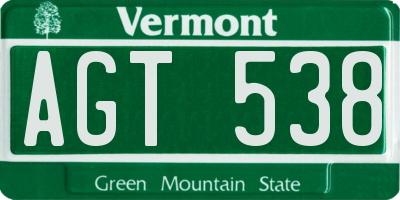 VT license plate AGT538