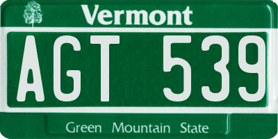VT license plate AGT539