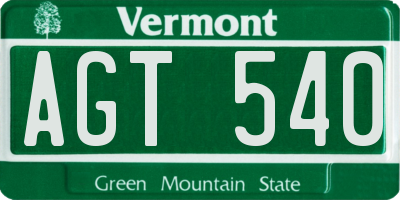 VT license plate AGT540