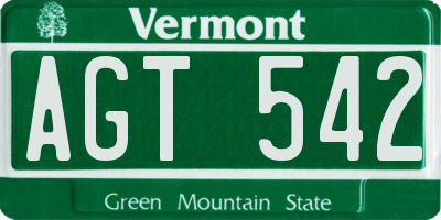 VT license plate AGT542