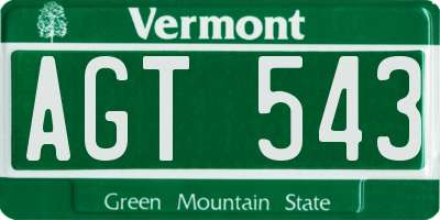 VT license plate AGT543