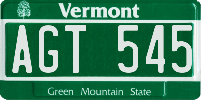 VT license plate AGT545