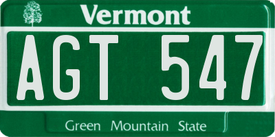 VT license plate AGT547