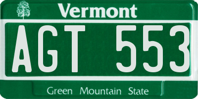 VT license plate AGT553