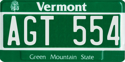 VT license plate AGT554