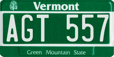 VT license plate AGT557